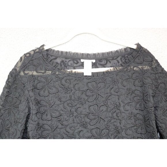 Sundance Embroidered Lace Sheer 3/4 Sleeve Top-Size Large-Silk Blend - Picture 4 of 11